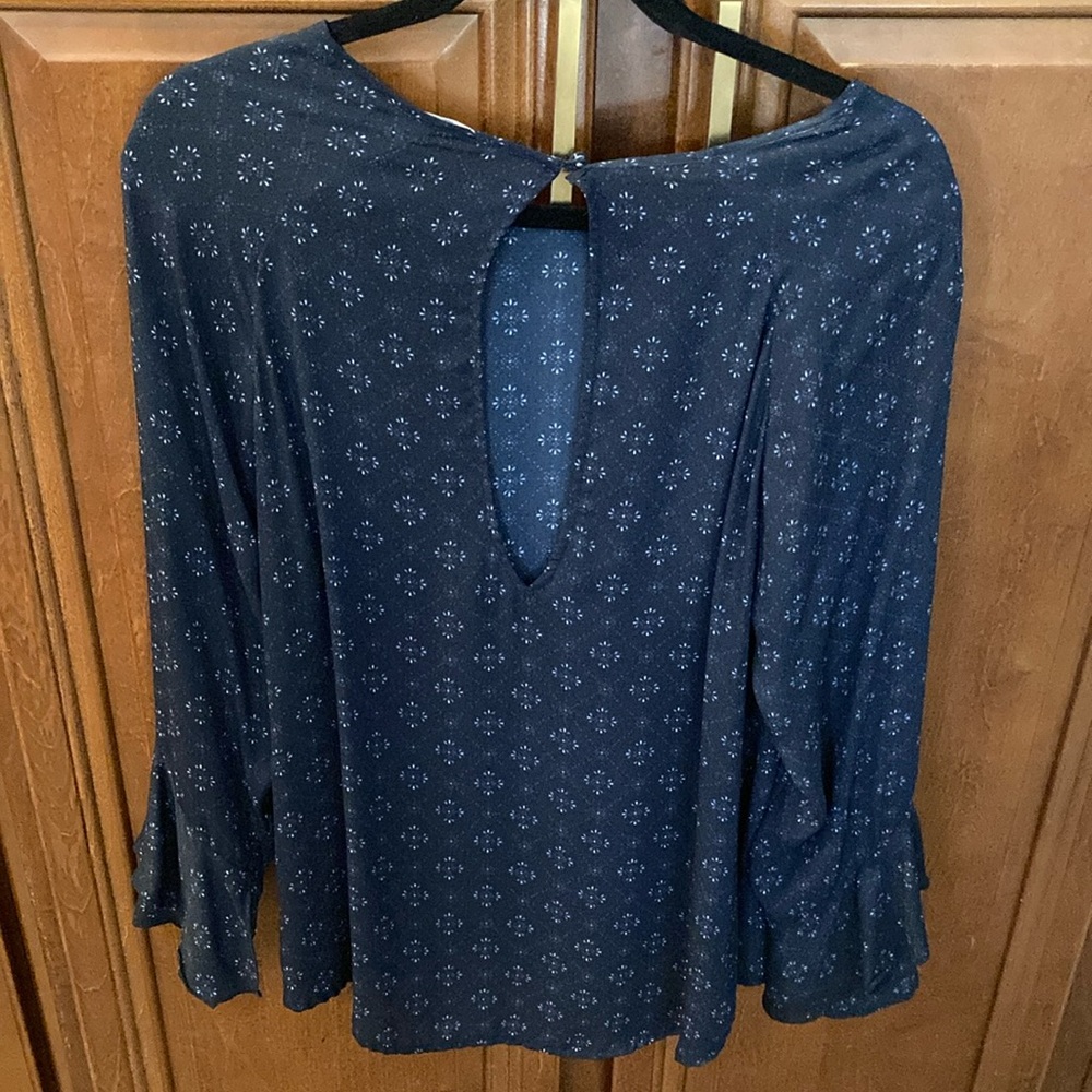 Blue Ruffled Relaxed Blouse - Picture 2 of 4